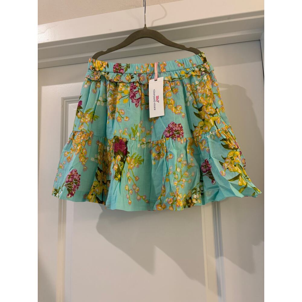 Janie and Jack Mimosa Floral Aqua Tiered Skirt NWT Size 10/12